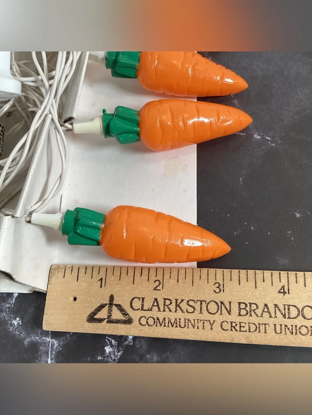 1996 Vtg Easter String Lights Carrots Hard Plastic - Tested Indoor/Outdoor